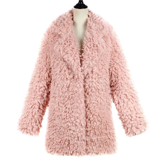 1 LEFT NEW Pink Shaggy Fur Jacket Cozy Classy - Picture 7 of 8